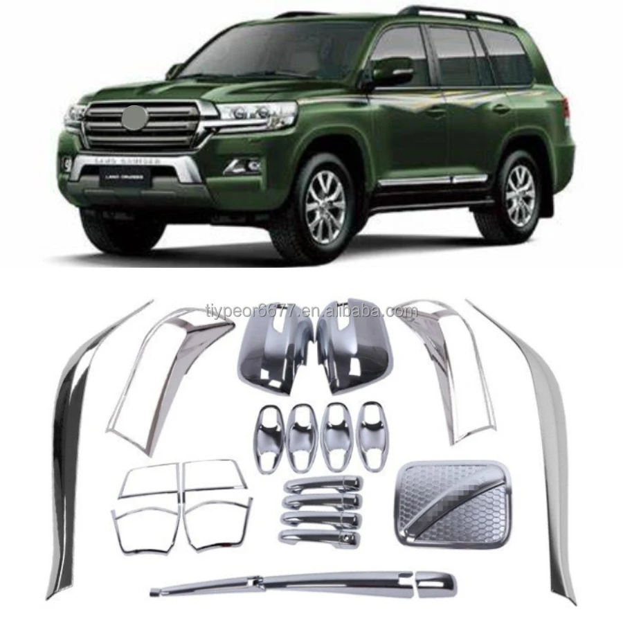 product tiypeor for toyota land cruiser 2015 door cup protector handle front fog lamp rear mirror gas tank cover exterior trims kit228-3