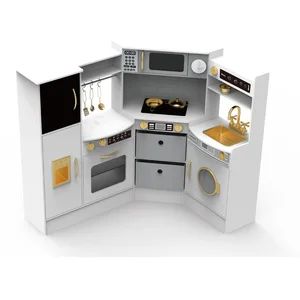 EDULAND Unisex PLAYHOUSE TOYS Wooden Play Kitchen Set Multifunctional Induction Cooker Educational Food Toy for Kids