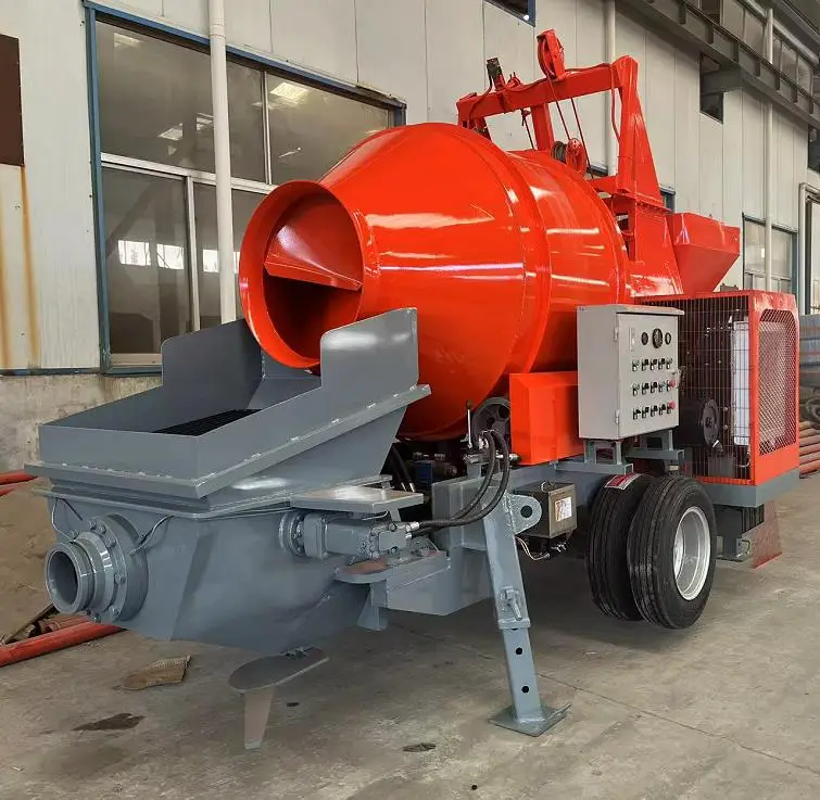Trailermounted Diesel Concrete Pumping With Mixing Machine Big Powered