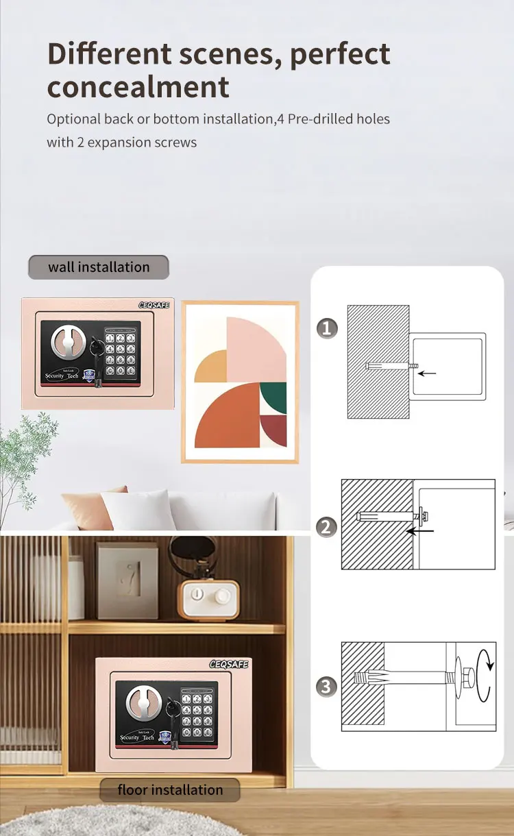 CEQSAFE China High-end Mini Wall Hotel Box Personal Small Electronic Safe Box factory