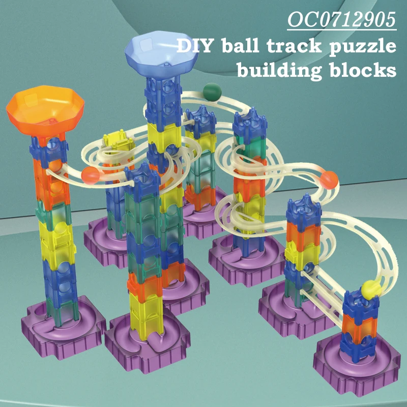 79 Pieces Marble Run Technic Building Blocks Slide Roll A Ball Racing