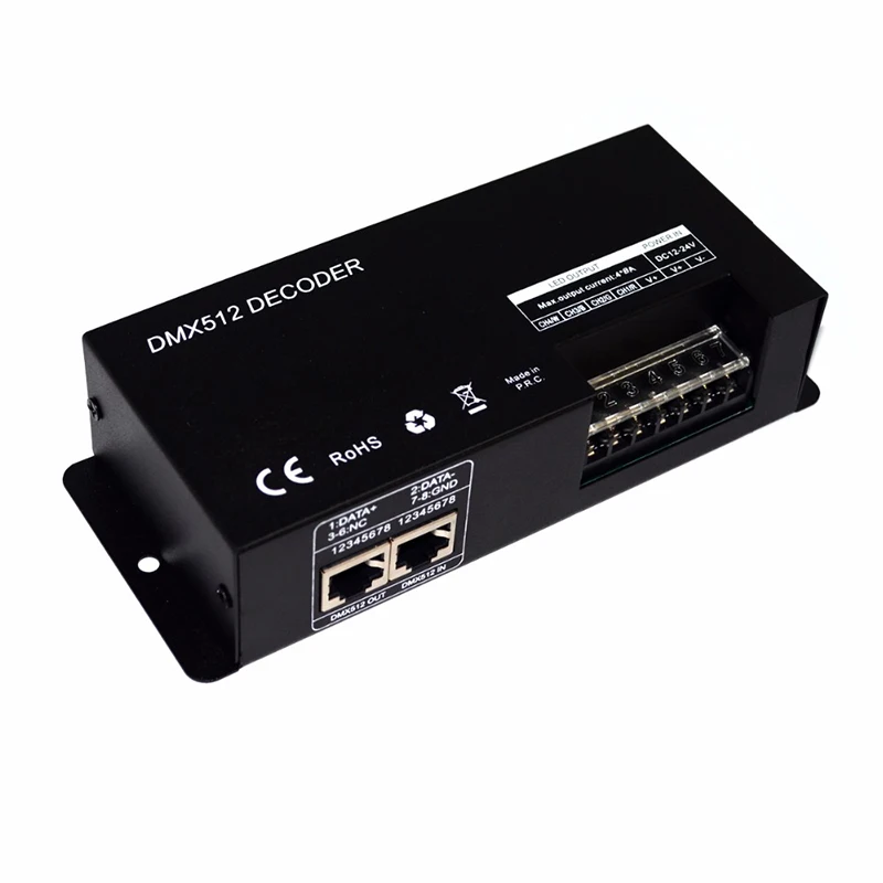 DMX512 Decoder 4-Kanal 8A Pro Kanal – RGB/RGBW Controller Für LED-Streifen, DC 12-24V, Mit Digitalanzeige & XLR-Anschluss