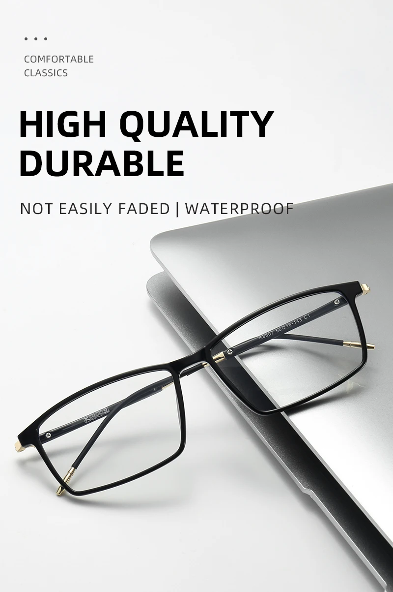 Fashion Rectangle Anti Blue Light Blocking Glasses Photo Grey Photochromic Optical Glasses Eyeglasses Frames