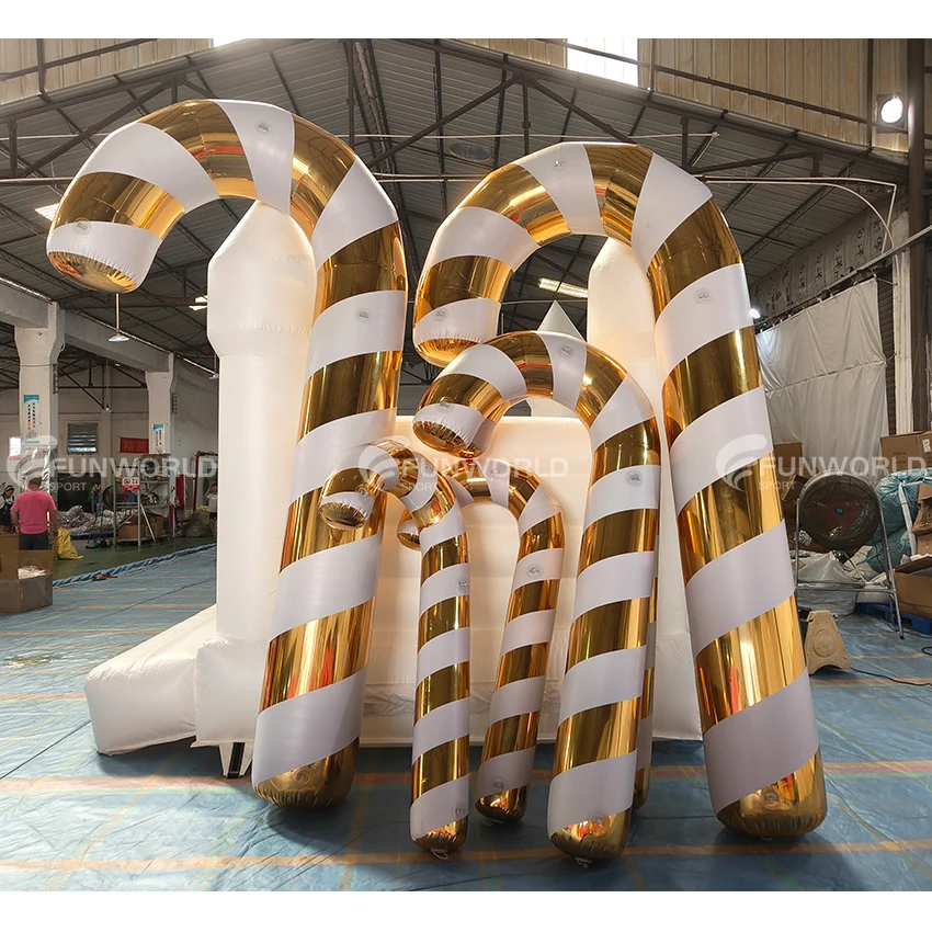 Lot De 5 Bâtons De Sucre D'orge Gonflables De 88 Cm - Grande Canne à Sucre - Décoration De Noël - Maison