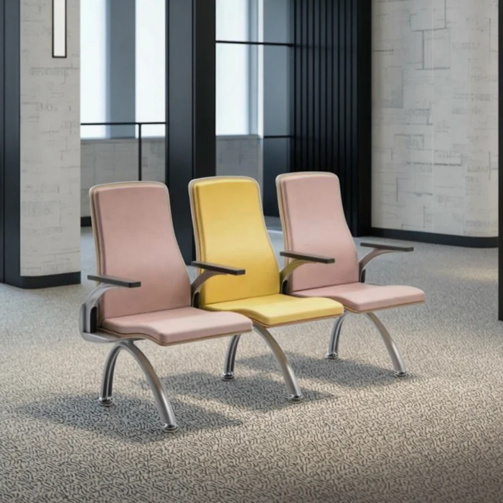 Luxury Tech Fabric Upholstered Bench with Alloy Cantilever Design for Hospital Use Eco-Friendly & Durable 4