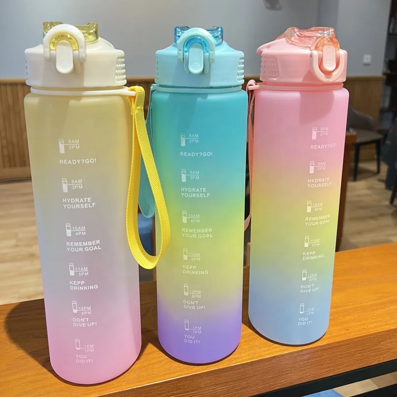 Wholesale 32OZ Large Capacity Outdoor Color Gradient Water Bottle Handle  With Time Scale Straw Plastic Water Bottle - Buy Wholesale 32OZ Large  Capacity Outdoor Color Gradient Water Bottle Handle With Time Scale