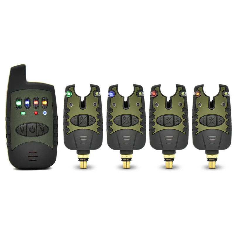 Wireless Waterproof Black Carp Fishing Bite Alarm 4+1 Set