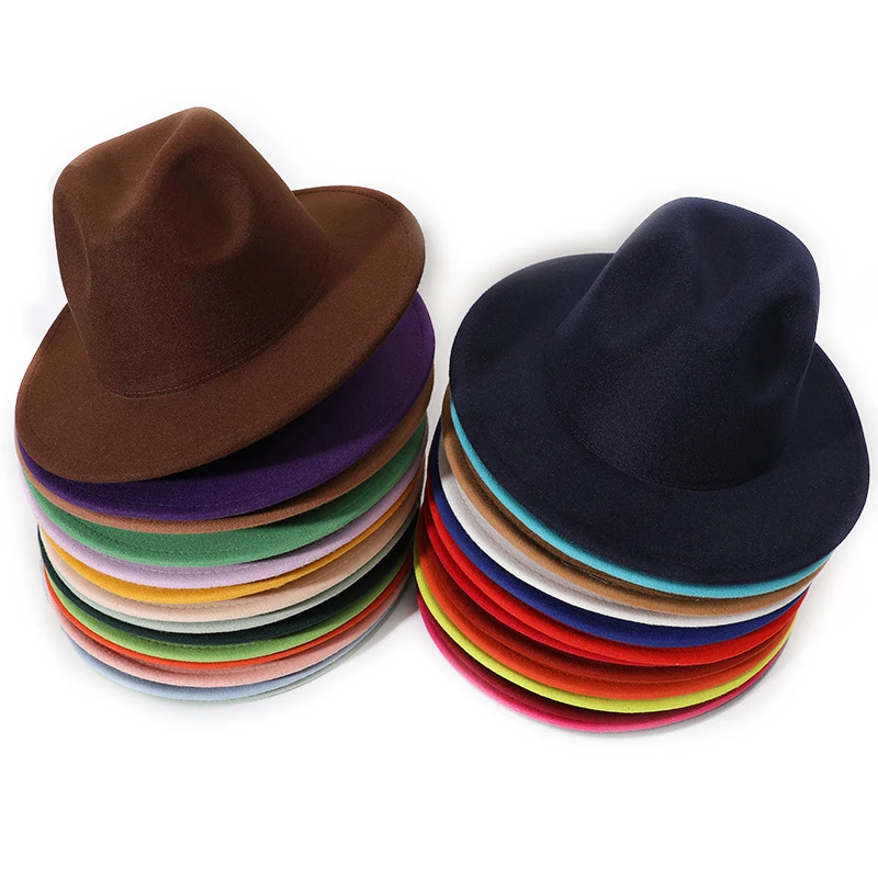 Оптовая продажа 2022 шляпы федоры Женская шерстяная фетровая шляпа широкополая Федора для