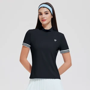 Spandex Nylon Quick Dry Gym Short Sleeve Tennis Badmition Shirts Custom Polo Shirts Women Ribbed Comfort Sport Golf Shirt Women