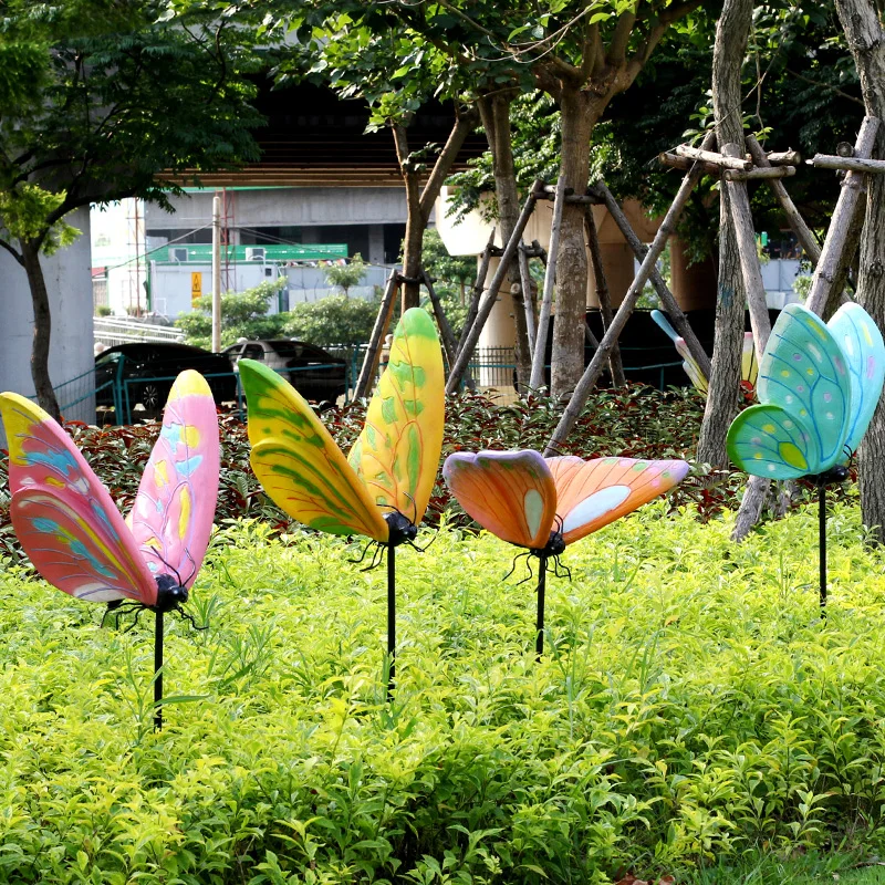 Colorful  Decoration Large Luminous Colorful butterfly Statue Outdoor Garden Decor  Insect Fiberglass butterfly Sculpture Statue