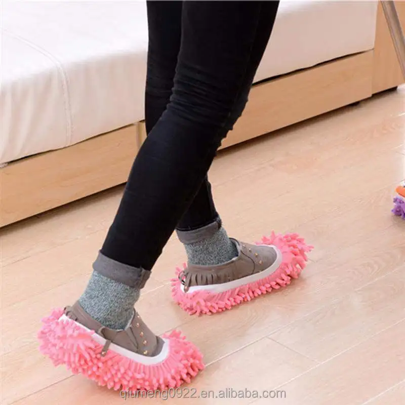 Acronde 5Pairs Multi Function Duster Mop Slippers Shoes Cover Chenille Fiber Washable Foot Socks Floor Cleaning Tools Shoe Cover for Bathroom Office Kitchen House Polishing Cleaning 