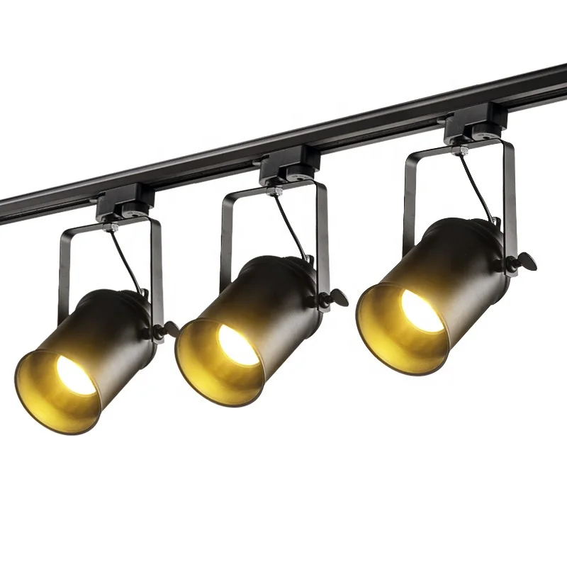 Black loft retro 110v/220v led track spotlights cheap shops bars decorative industrial vintage ceiling track light
