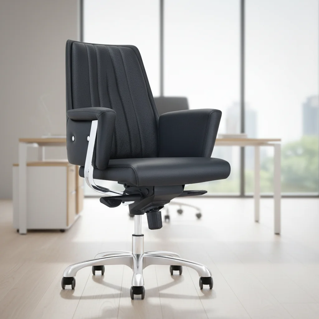 Modern Ergonomic Leather Stable Base Conference Office Chair 5