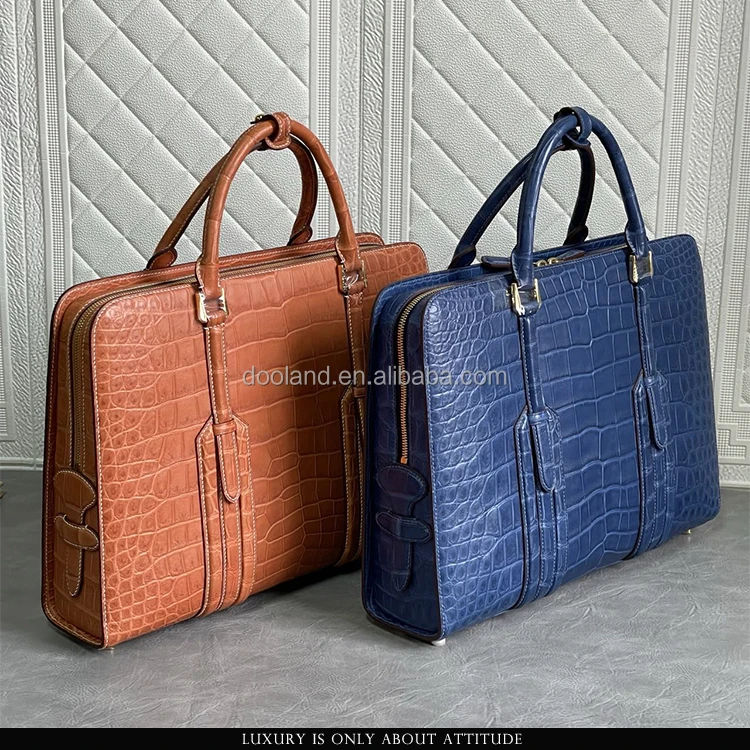 Luxury designer high quality handmade real exotic skin genuine crocodile leather briefcase and men business bag