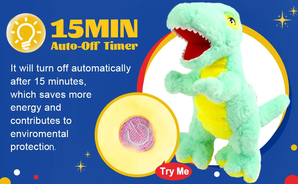 Glow Guards 14’’ Light up Stuffed Dinosaur Tyrannosaurus T-Rex Soft Plush Toy with LED Night Lights Glow in The Dark Gifts for Toddler Kids 