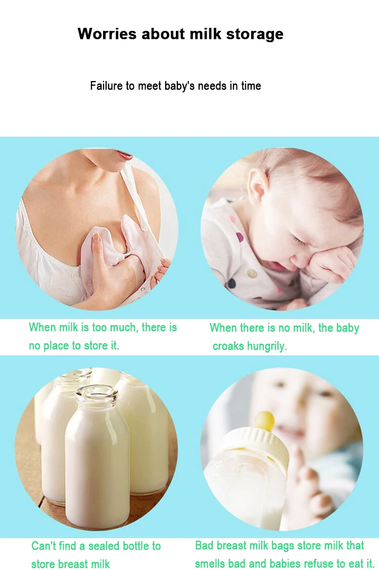 250ml customized double zipper bpa free food grade safty breastmilk storage bags with temperature sensor manufacture