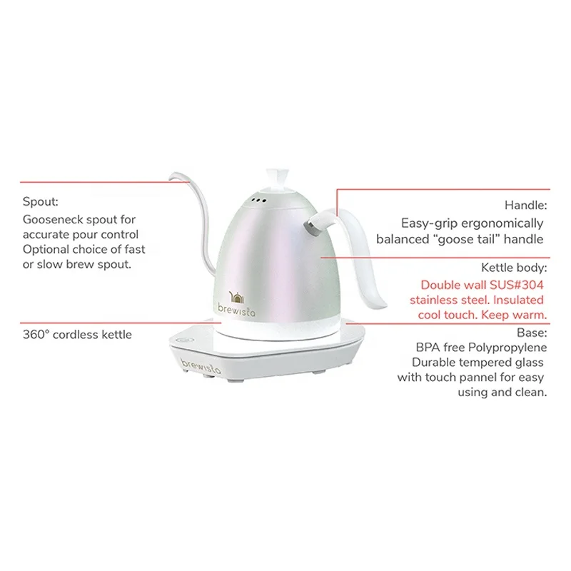 Brewista 600ml Double Wall Drip over Coffee Electric Kettle