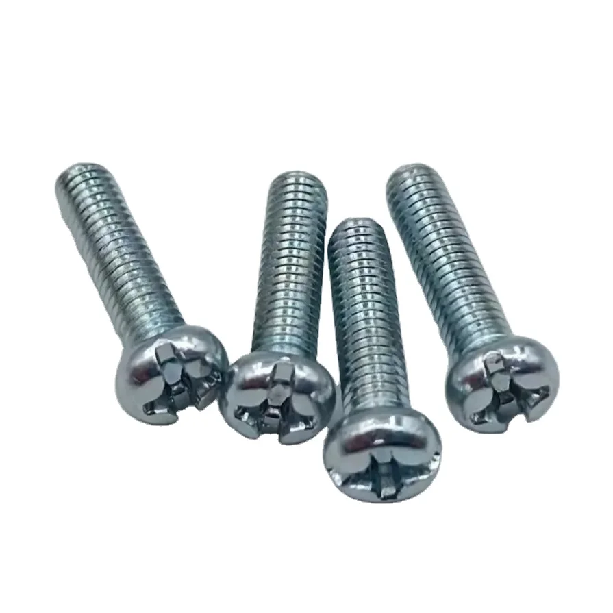 Manufacture Eleven Slot Pan Head iron plated Screw ISO Standard Iron Plated with Blue and White Zinc