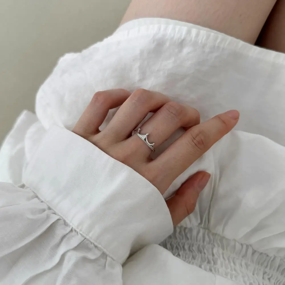 KAKODIY New Design Open Adjustable Promise Ring Wedding 925 Sterling Silver King Crown Ring detail 8