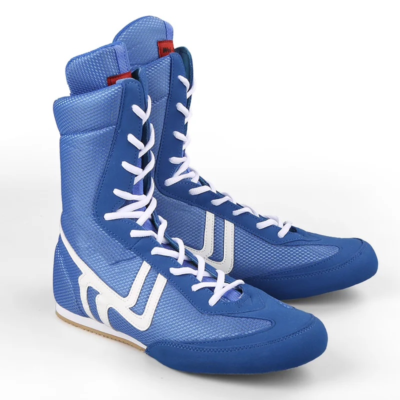 Factory Price Sports Training Gear Boxing Shoes Pu Lace up Leather Boxing Boots Mesh Comfortable Wrestling Shoes Boxing Boots