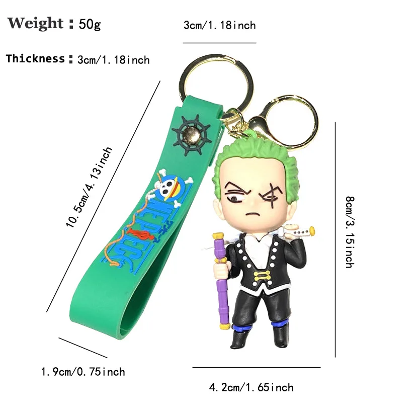 ゾロ PVCキーホルダー Anime 3D PVC Keychains - Cute Figures of Luffy & Friends