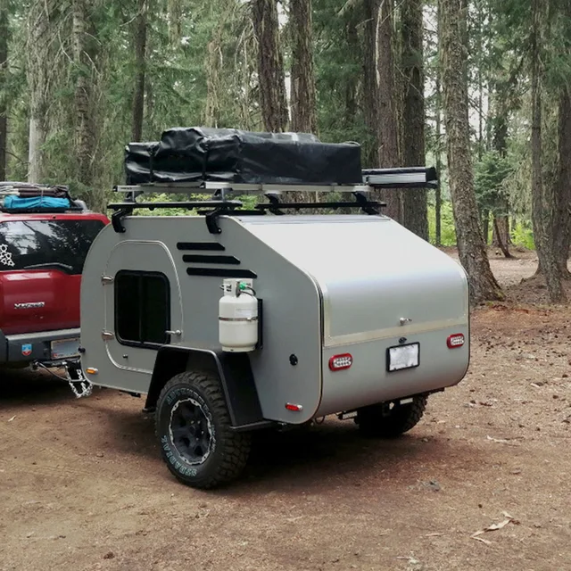 Ecocampor Small Camping Trailer Small RV Caravan Offroad Teardrop Camper Trailers with Single Axle