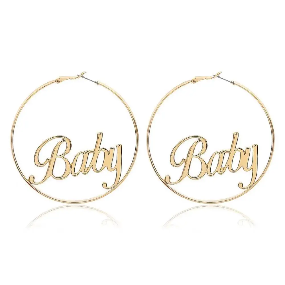 baby name plate earrings