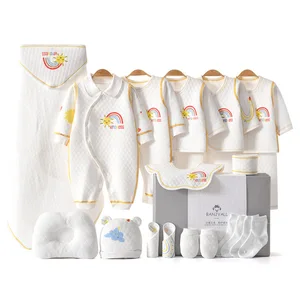 Baby Item Pure Cotton Baby Clothes Casual Full Moon Gift Box Set Button Closure New Born Baby Gift Set