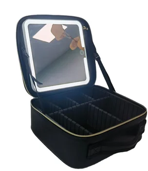 New Makeup Case with LED Light Mirror Custom Vanity Cosmetics Case Makeup Bag Travel Organizer Make Up Makeup Box