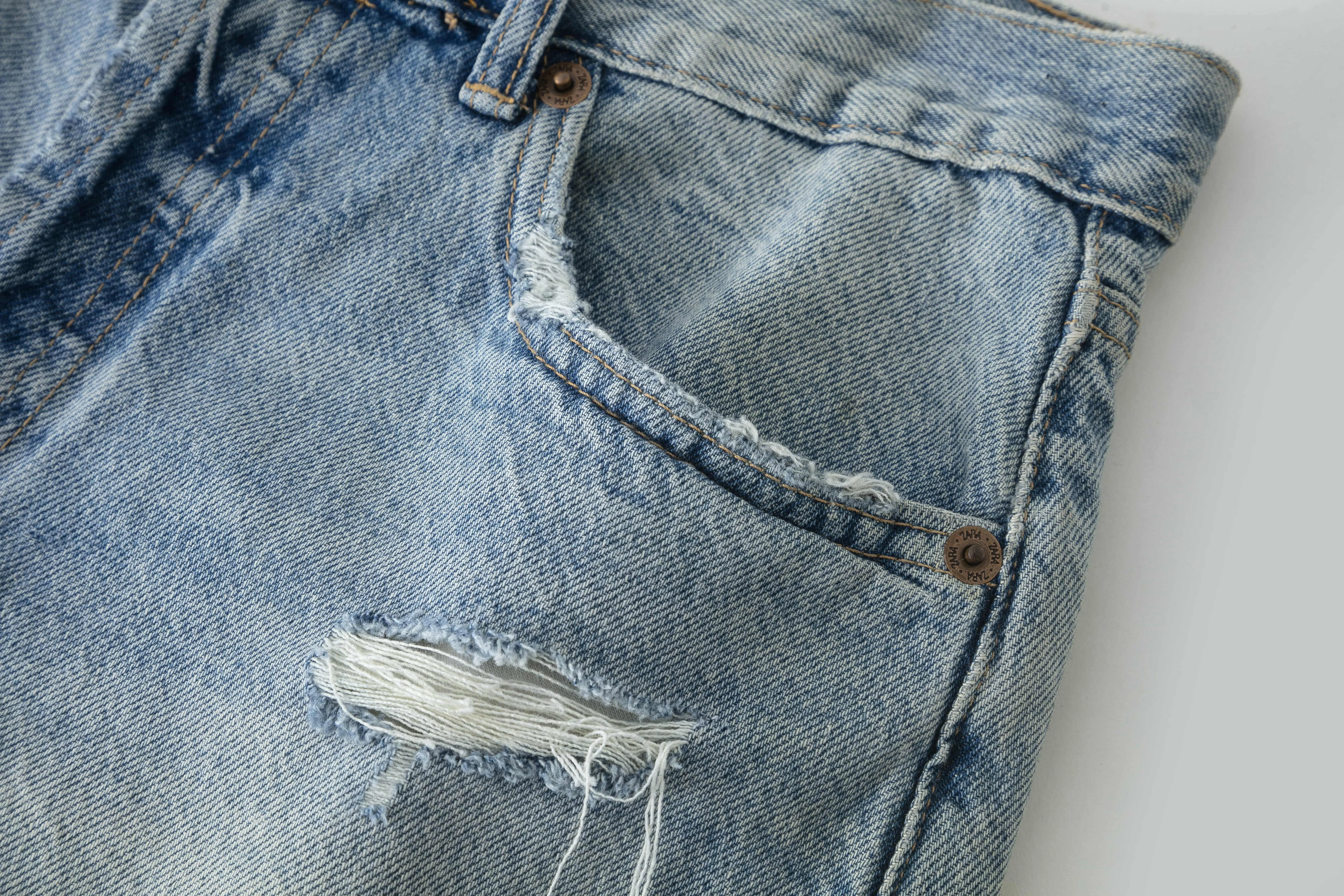 Clothing Manufacturers Ripped Hole Button Ladies Custom Denim Pants Denim Shorts Women's Shorts Women Jeans