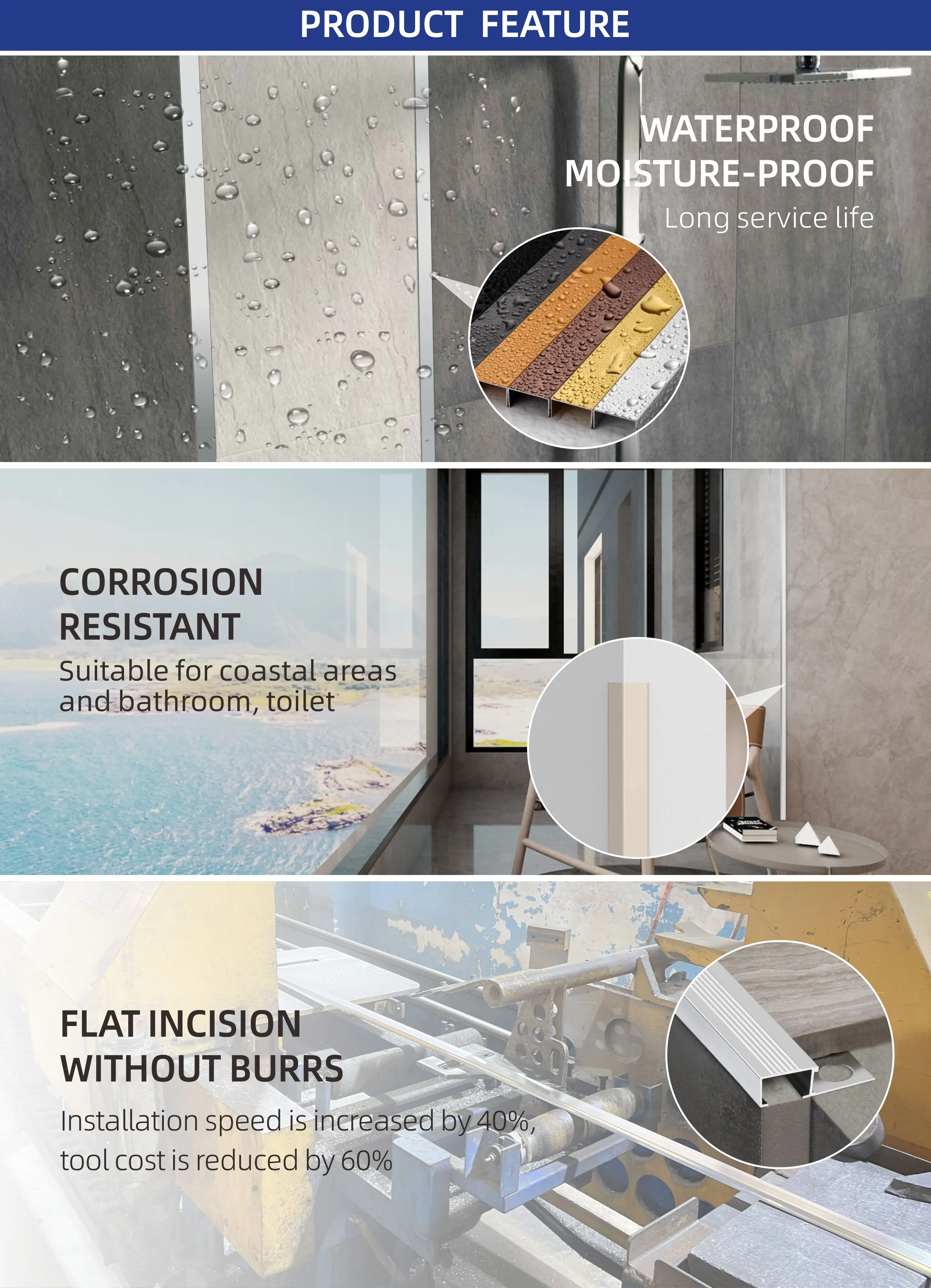 Aluminum Tile Trim - Durable Protection for Wall Edges