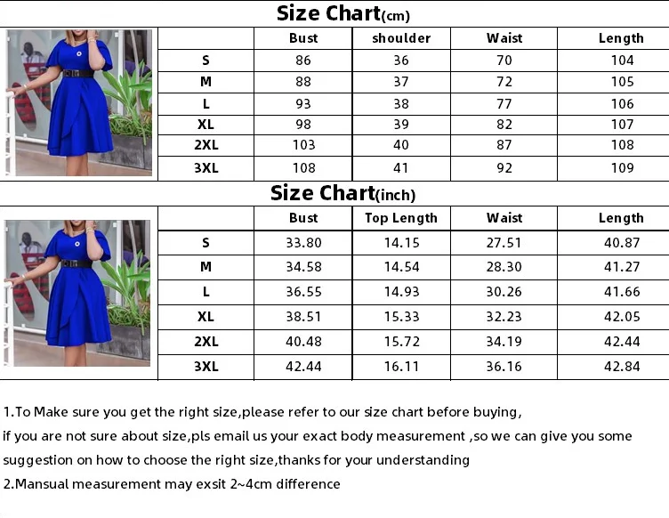 S-3XL Summer New European and American Belt Dress Women's Flare Sleeves Solid Color Large African Dress S-3XL Summer New European and American Belt Dress Women's Flare Sleeves Solid Color Large African Dress