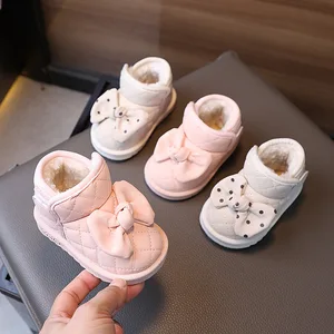 Children Short Ankle Thickened Soft Winter Snow Boots Toddlers Girls PU Leather Shoes Sping Baby Flats Shoes
