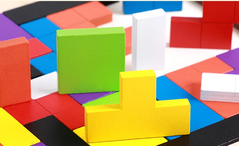 Wooden Brain Teasers Puzzle Toy Baby Montessori Educational Gift 3D Russian Blocks Game Puzzle Tangram Jigsaw Intelligence Toy