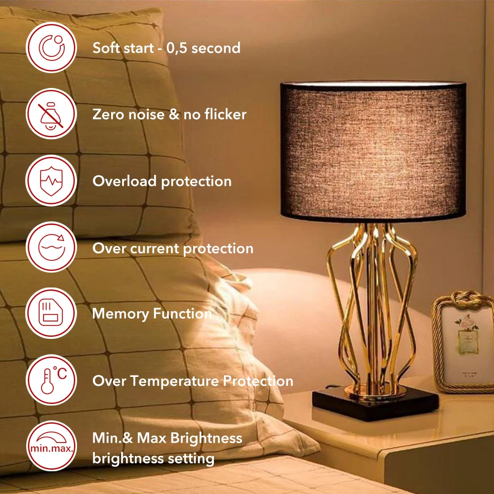 Universal Ac 110v240v Inline Push Button 50w Table Lamps Led Cord