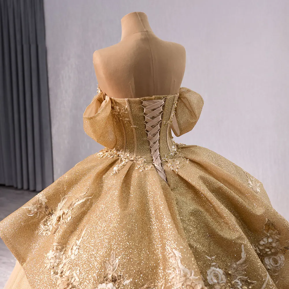 Princess Puffy Off-shoulder Beaded Crystal Ball Gown For Women  Odm| Min Order 1 ct