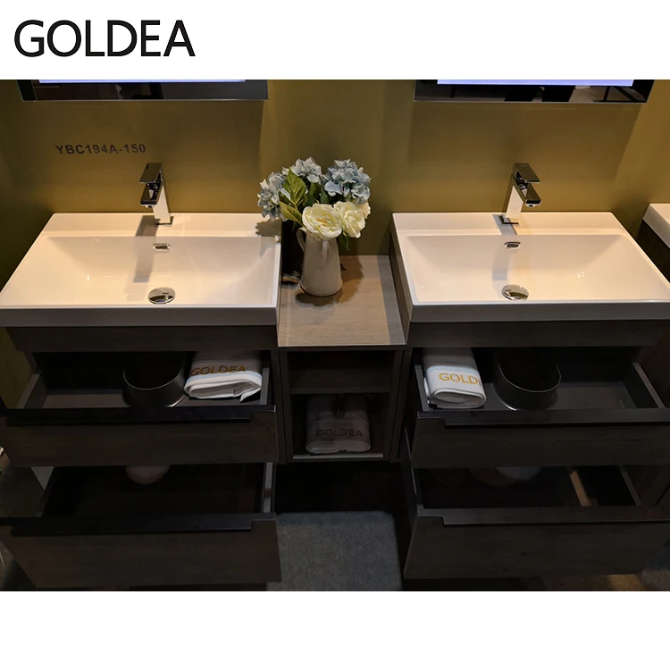 Современная мебель для ванной комнаты с двойной раковиной из МДФ