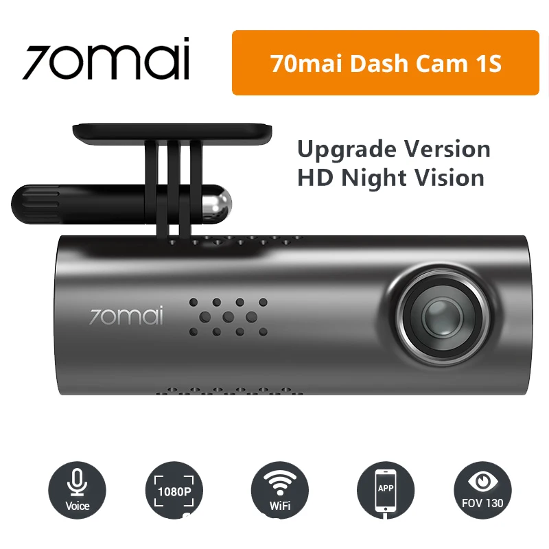 70mai Smart Dash Cam 1S, 1080p Full HD, Sony IMX307, Voice Control Cam 1pc