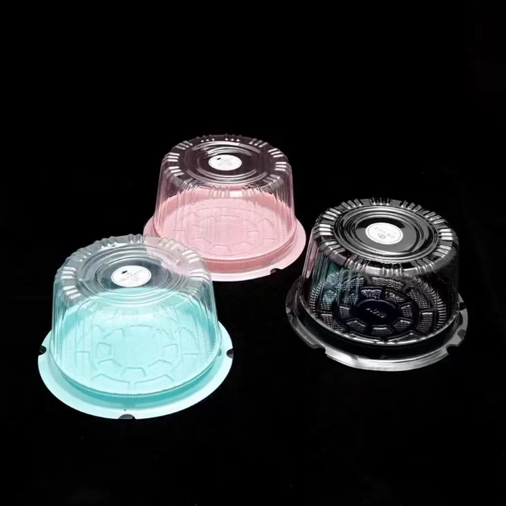 MT Products Plastic Cake Container With Clear Dome Cover 8" Round - Pack Of 5