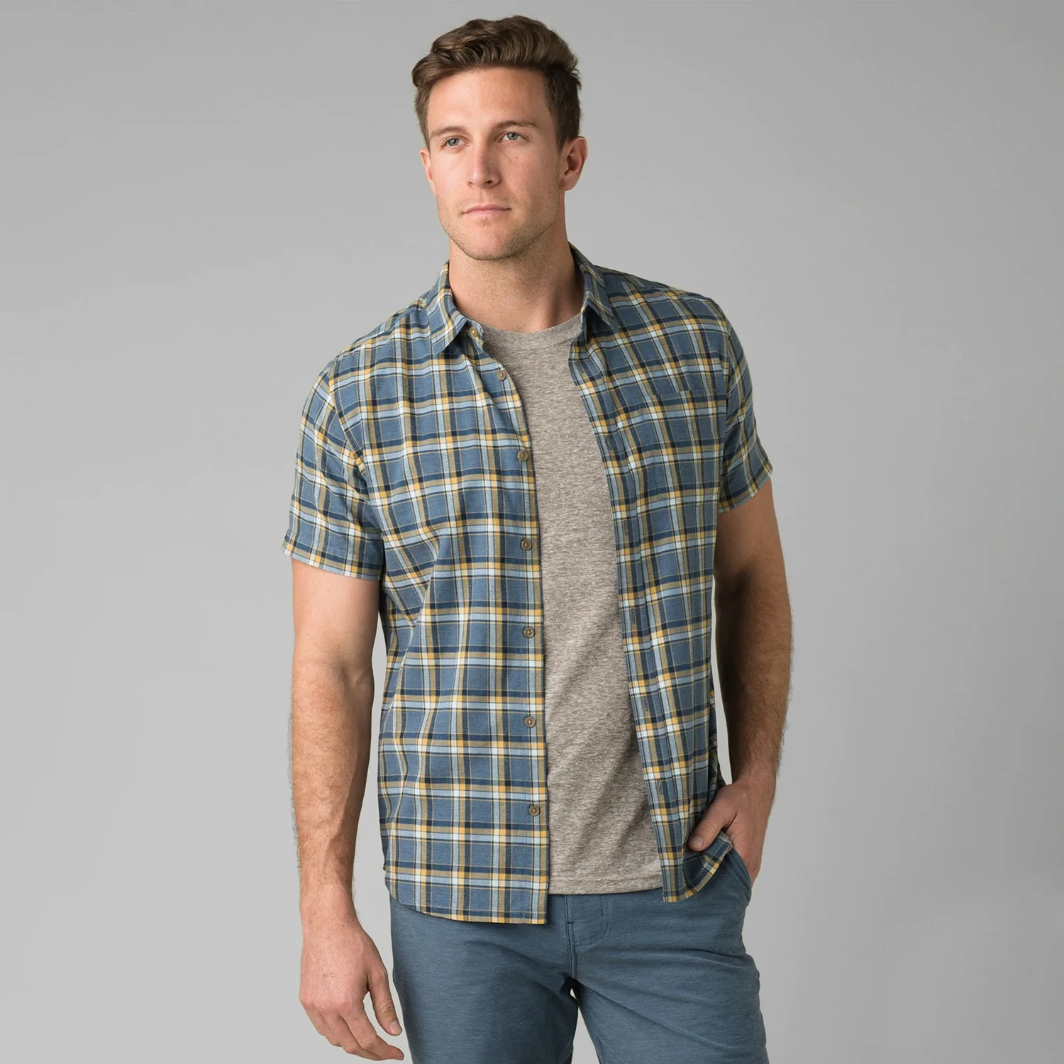 Cotton Plaid Button Down Shirt For Men 