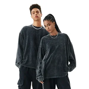 100% Cotton Heavy Regular Sleeve Oversize O-Neck Print Embroidered Autumn Wash Gym T-shirts