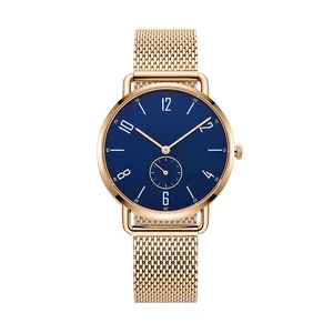 Lady Quartz Watches 38mm Silver Color Water Resistant 5BAR Stainless Steel Band 2 Hands Small Second