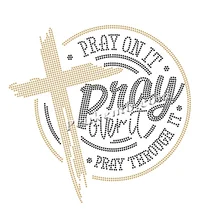Pray On it Pray Over it Rhinestone Transfer Iron on Faith Cross Motif Hotfix Designs for Clothing