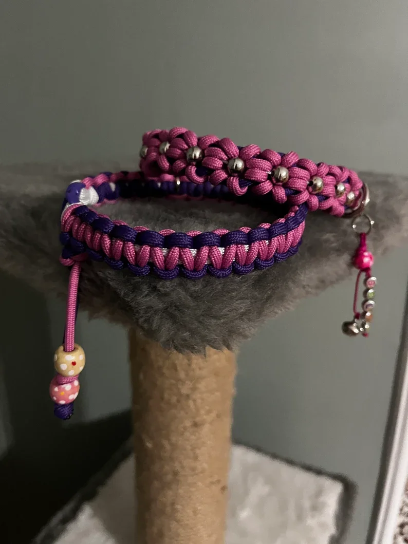 Luxury Paracord Handmade Cat Collar Breakaway Buckle Pet Collars For