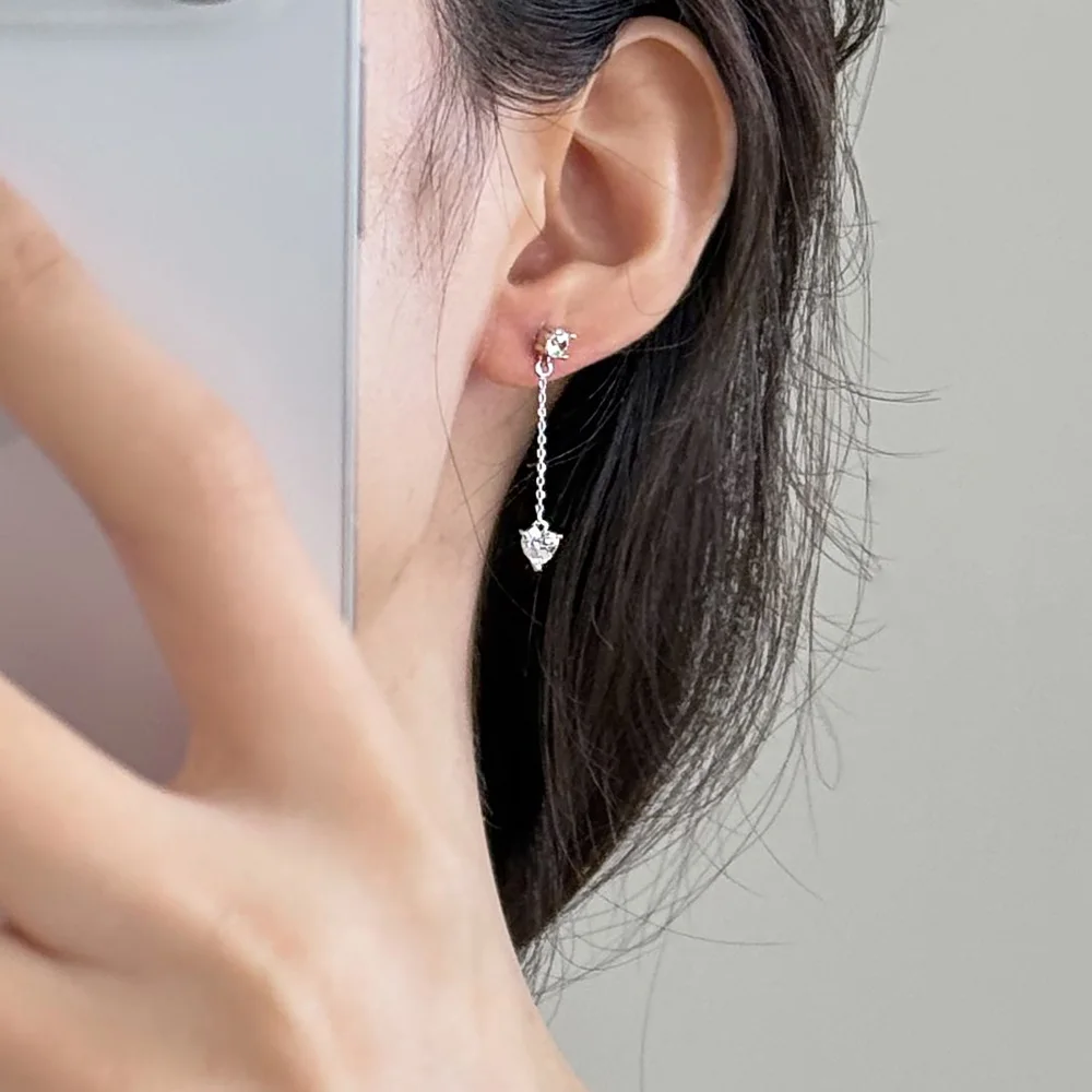 KAKODIY Charm Boutique Fashion Accessories 925 Sterling Silver Earrings Tassel 5A Cubic Zirconia Love Stud Earrings Lady Gift Daily detail 5