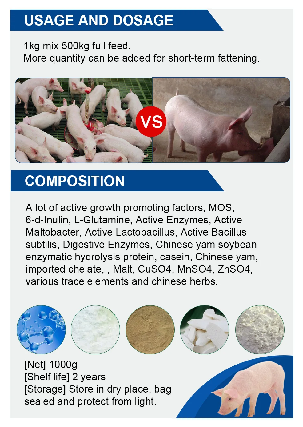 Pig Growth Booster Swine Premix Feed Supplement Concentrate Feed