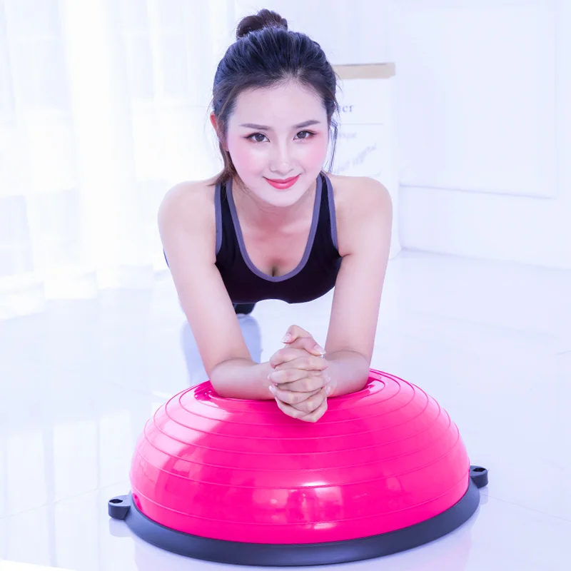 46cm Pilat Clear Anti Burst Yoga Half Massage Tune Up Balance Ball With Air Pump Pilates Fitness Wave Speed Ball Half