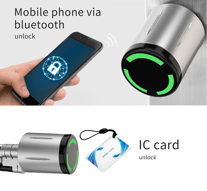 2025 Digital Smart NFC App Mortise Lock Cylinder Keyless Door Lock with IP67 Waterproof