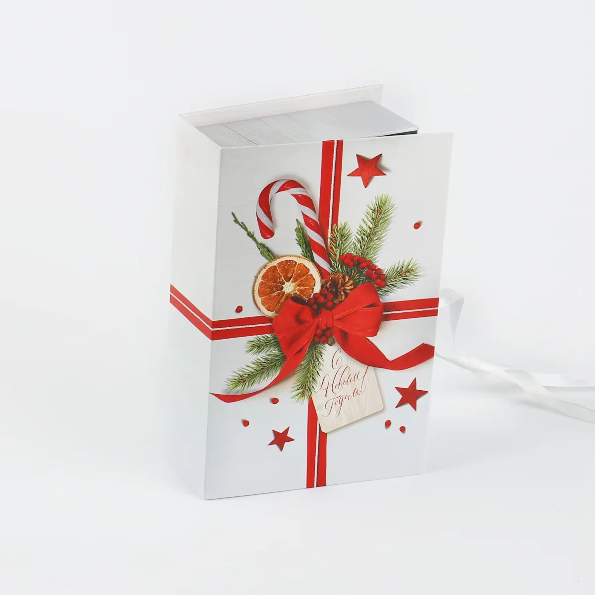 product customized book shape christmas gift box with logo printing sponge liner and matt lamination for holiday present packaging-2