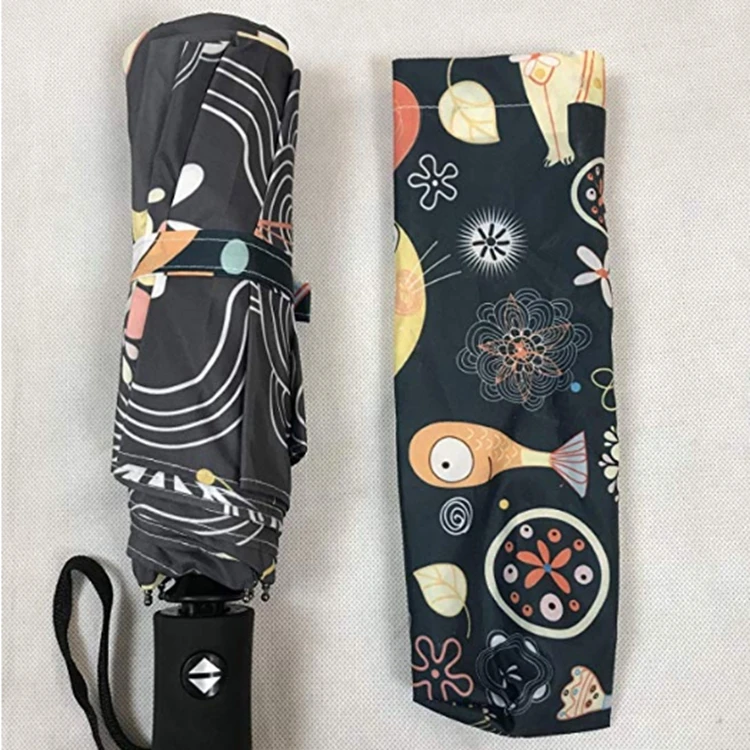 3 Folding Umbrella Automatic Open Close with Custom Africa Picture Printing logo Print Fold Umbrella UV Coating Folding Umbrella